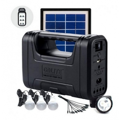 Kit solar GD-Lite 1 dotat cu dispozitive USB cu 3 becuri LED + acumulator de mare capacitate
